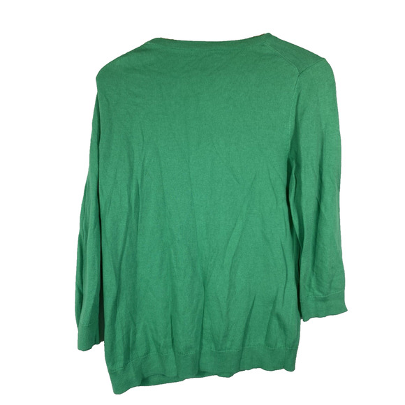 Talbots Sweater Large Fish Pattern Soft Knit Green Blue Coastal Preppy Novelty - Picture 7 of 9